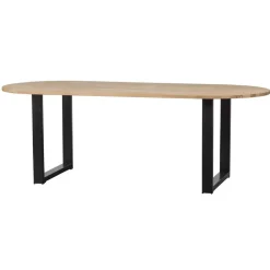 WOOOD Tablo Tafel Ovaal met U-Poot - Eiken/Metaal - 75x220x90