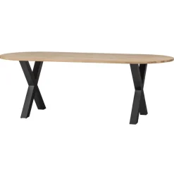 WOOOD Tablo Tafel Ovaal met Alkmaar Poot - Eiken/Metaal - 75x220x90