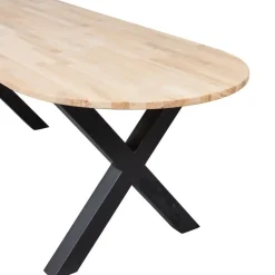 WOOOD Tablo Tafel Ovaal met Alkmaar Poot - Eiken/Metaal - 75x220x90