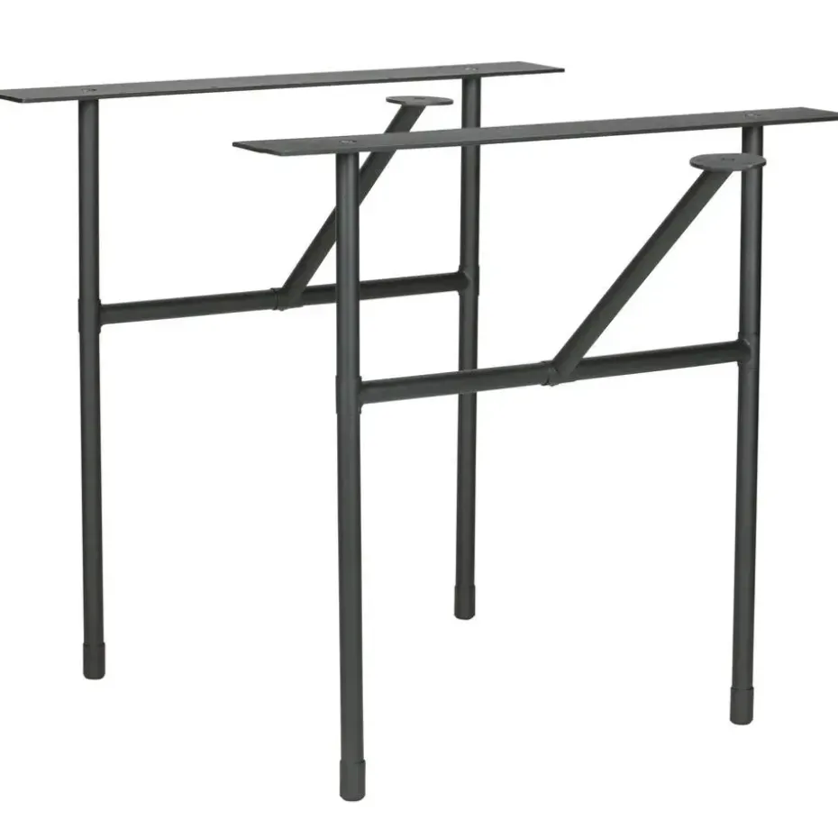 WOOOD Tablo Tafelblad Ovaal Incl. H-Poot - Onbehandeld - Eiken/Metaal