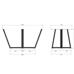 WOOOD Tablo Tafelpoot - Metaal - Zwart - 73x147x71