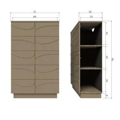 WOOOD Teo Kast - Grenenhout - Mud - 116x72x35