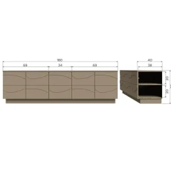WOOOD Teo TV-Meubel - Grenen - Mud - 52x180x40