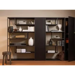 WOOOD Teun Opbergkast - Grenen - Diepzwart - 188x44x35