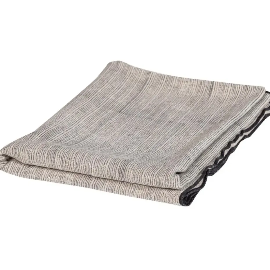 WOOOD Unique Plaid - Viscose/Linnen - Zwart/Off White - 53x49x48