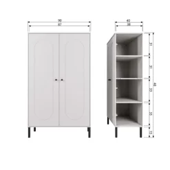 WOOOD Xina Lage Kast - Grenen - Wolkengrijs - 149x90x40