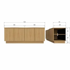 WOOOD Zuma tv-meubel - Push-To-Open - Eiken - Transparant - 52x133x45