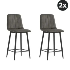 2x Barkruk Jax - Microleder Antraciet (Set van 2)