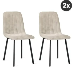 2x Eetkamerstoel Minsk Fluweel Beige