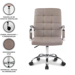 Xairo Milaan - Bureaustoel - Stof - Taupe
