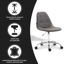 Xairo Rome - Bureaustoel - Stof - Donkergrijs