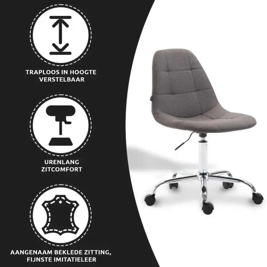 Xairo Rome - Bureaustoel - Stof - Donkergrijs