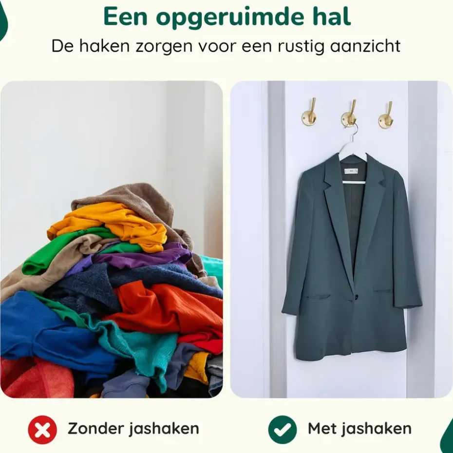 XIVADA Kapstokhaak Zena - Inclusief schroefset - Goud - Set van 3