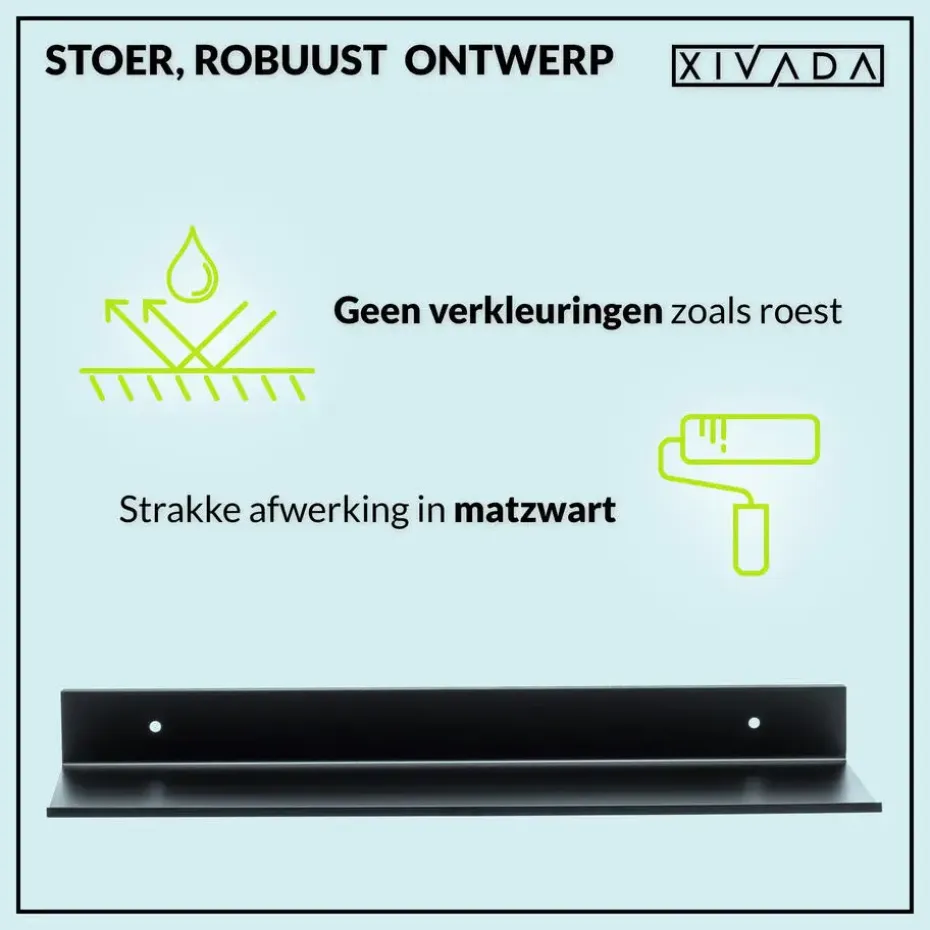 XIVADA Wandrek Rosa - Industrieel - Aluminium - Boren - Zwart