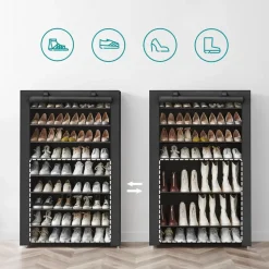 XXL Extra Groot Schoenenrek met 10 Niveaus - tot 54 Paar Schoenen - Zwart