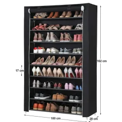 XXL Extra Groot Schoenenrek met 10 Niveaus - tot 54 Paar Schoenen - Zwart