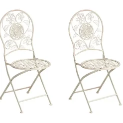 YAVIZA - Set van 2 tuinstoelen - Lichtbeige - IJzer
