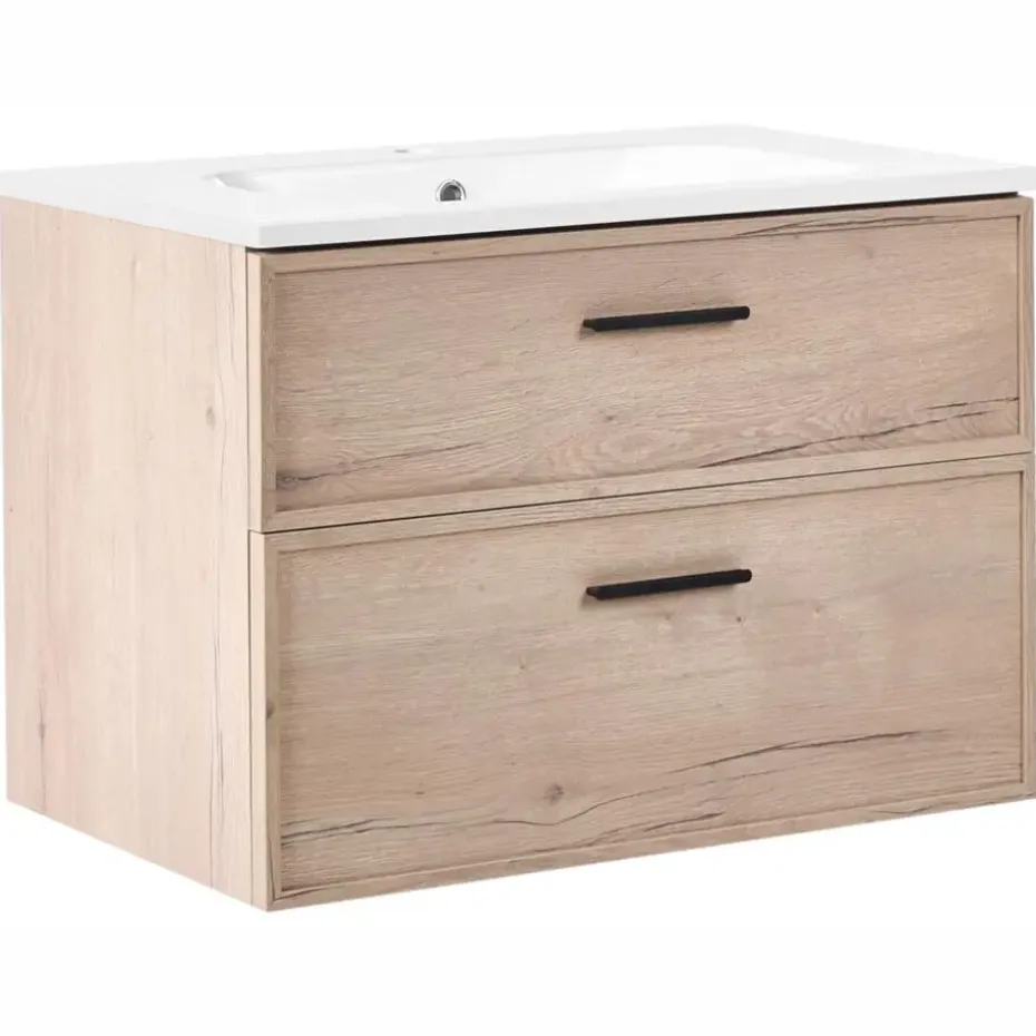 YELCHO - Wandgemonteerd meubel met wasbak - Lichtbruin - MDF