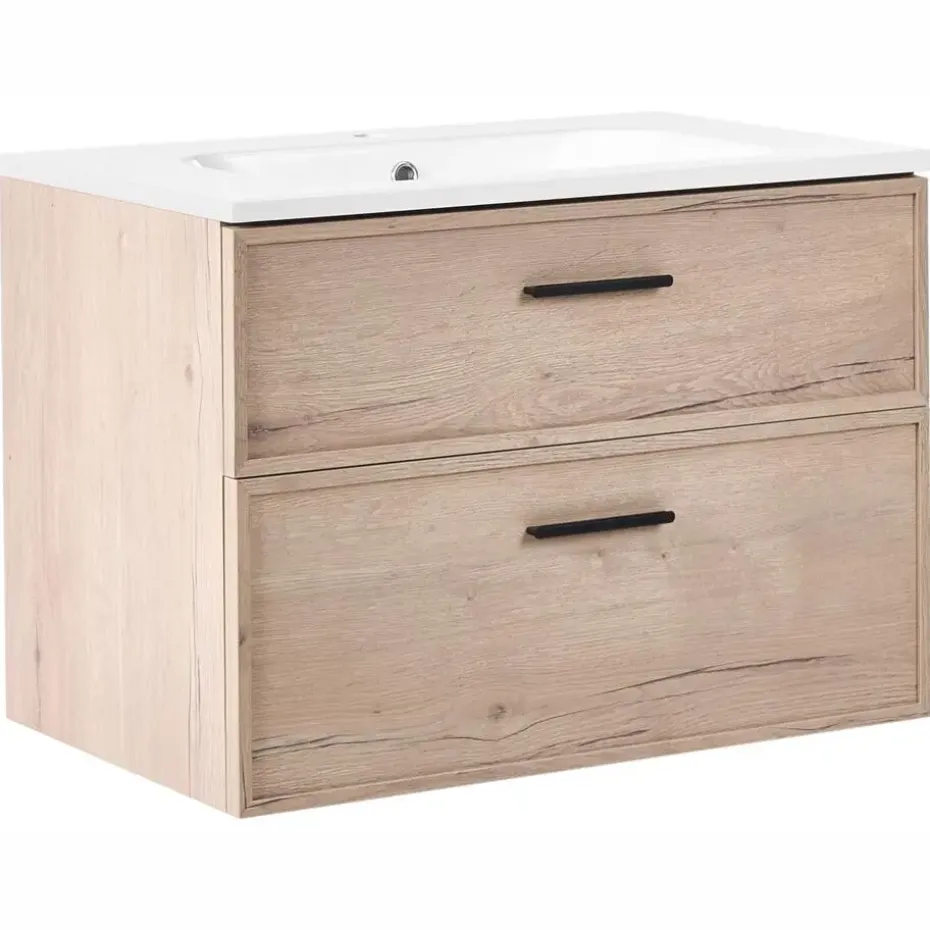 YELCHO - Wandgemonteerd meubel met wasbak - Lichtbruin - MDF