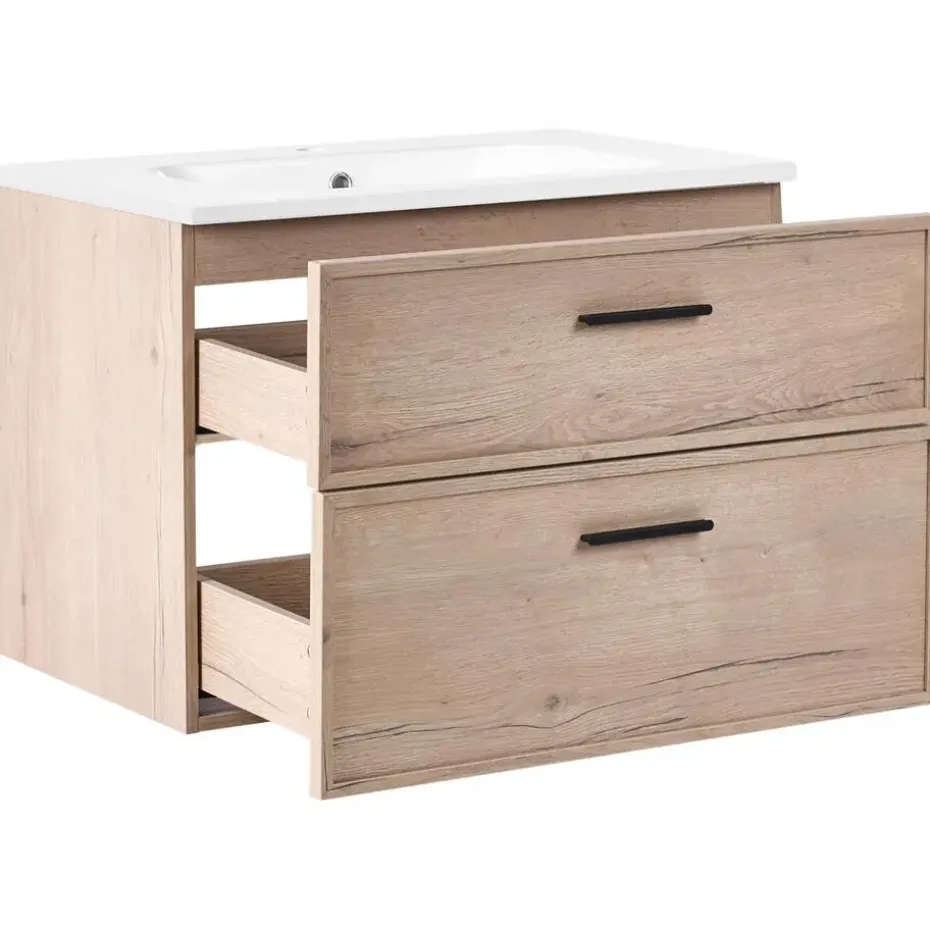 YELCHO - Wandgemonteerd meubel met wasbak - Lichtbruin - MDF