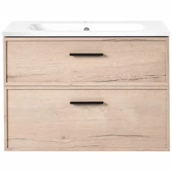 YELCHO - Wandgemonteerd meubel met wasbak - Lichtbruin - MDF