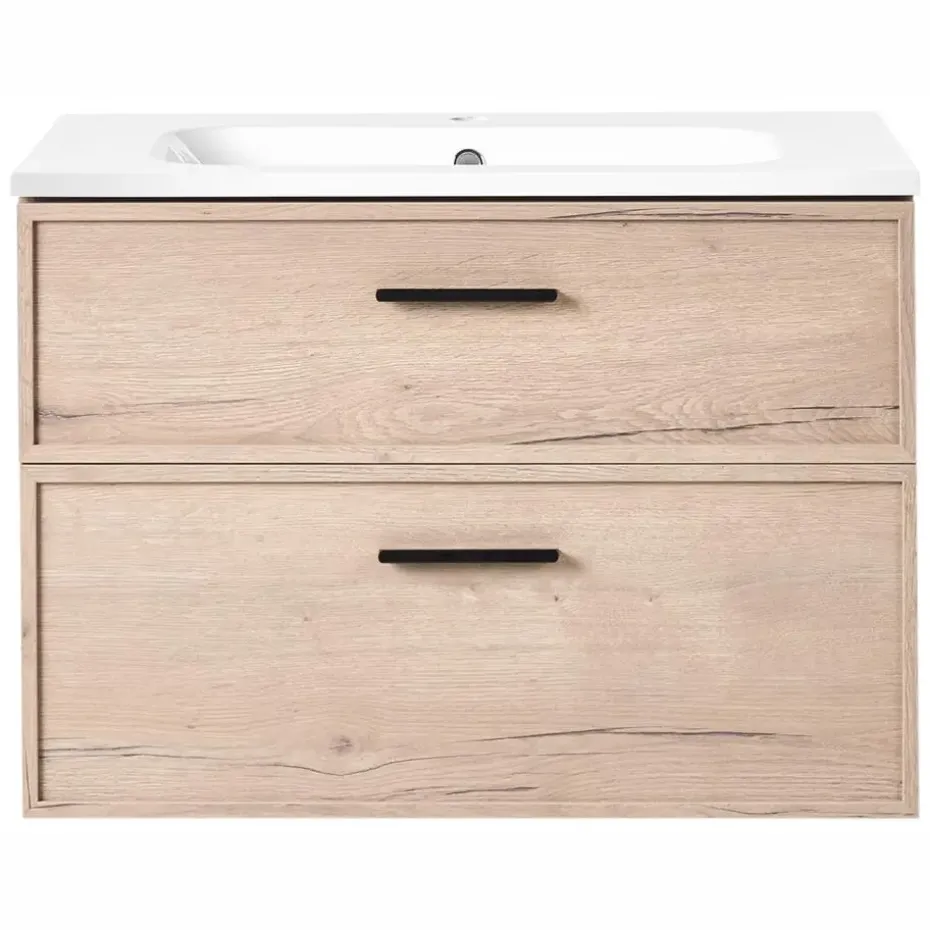 YELCHO - Wandgemonteerd meubel met wasbak - Lichtbruin - MDF