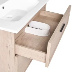 YELCHO - Wandgemonteerd meubel met wasbak - Lichtbruin - MDF