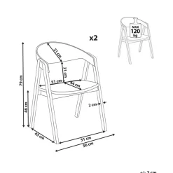 YUBA - Eetkamerstoel set van 2 - Donkerhout/Groen - Fluweel