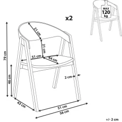 YUBA - Eetkamerstoel set van 2 - Donkerhout/Groen - Fluweel