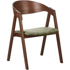 YUBA - Eetkamerstoel set van 2 - Donkerhout/Groen - Fluweel