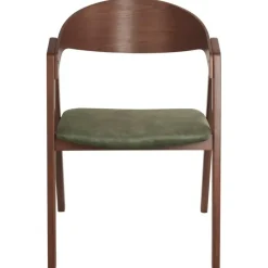 YUBA - Eetkamerstoel set van 2 - Donkerhout/Groen - Fluweel