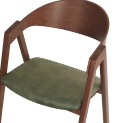 YUBA - Eetkamerstoel set van 2 - Donkerhout/Groen - Fluweel