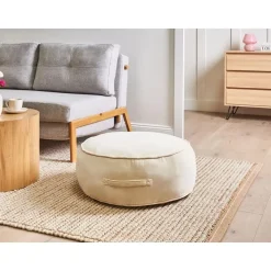 YULLE - Poef - Lichtbeige - Fluweel