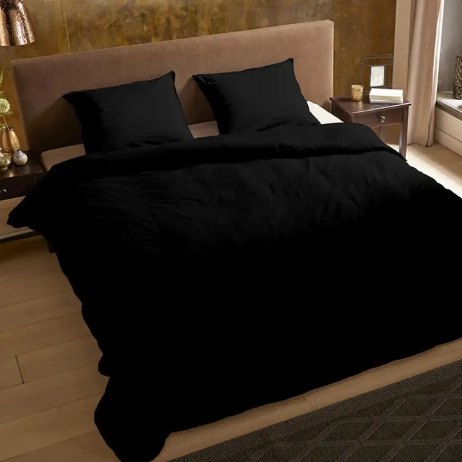 Zavelo Basic Uni Dekbedovertrek Zwart-1-persoons (140 x 200/220 cm)