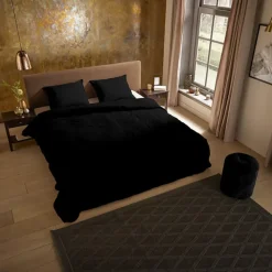 Zavelo Basic Uni Dekbedovertrek Zwart-2-persoons (200 x 200/220 cm)