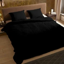 Zavelo Basic Uni Dekbedovertrek Zwart-2-persoons (200 x 200/220 cm)