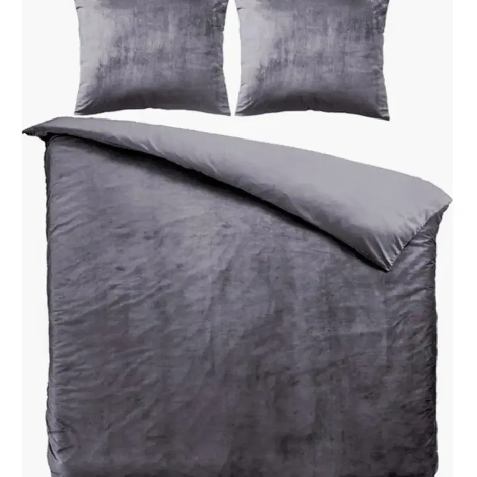 Zavelo Dekbedovertrek Velvet Comfort Antraciet-Lits-jumeaux (240 x 200/220 cm)
