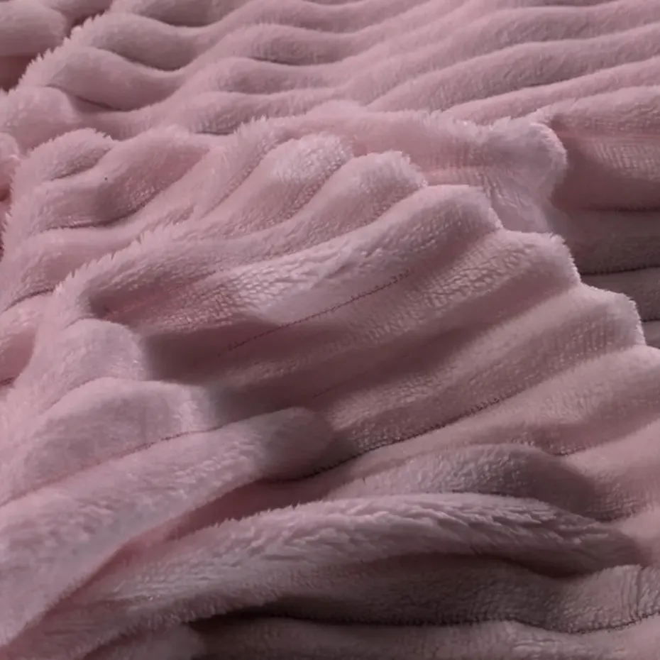 Zavelo Dorien Rib Teddy Dekbedovertrek Roze-Lits-jumeaux (240 x 200/220 cm)