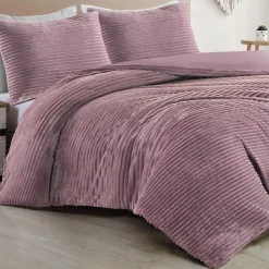 Zavelo Dorien Rib Teddy Dekbedovertrek Roze-2-persoons (200 x 200/220 cm)