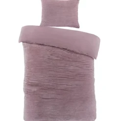 Zavelo Dorien Rib Teddy Dekbedovertrek Roze-1-persoons (140 x 200/220 cm)