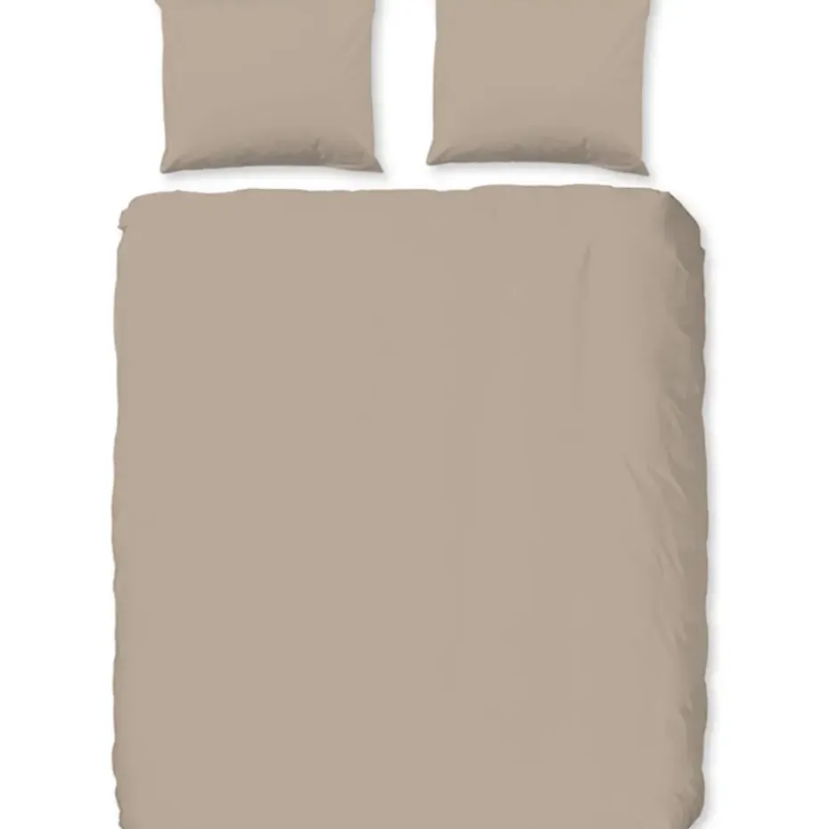 Zavelo Flanellette Effen Dekbedovertrek Zand-2-persoons (200 x 200/220 cm)