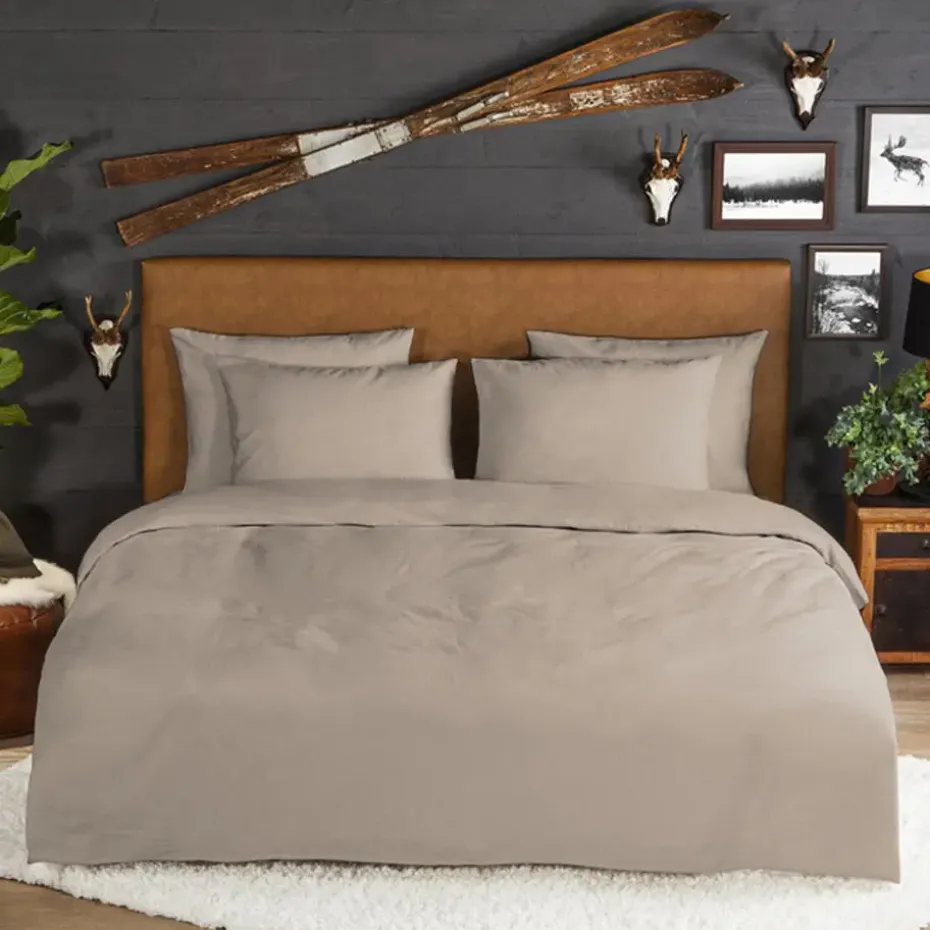 Zavelo Flanellette Effen Dekbedovertrek Zand-2-persoons (200 x 200/220 cm)