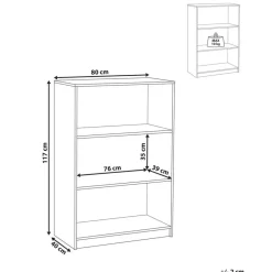 ZEHNA - Boekenkast 3 planken - Wit - 80 x 40 cm - Vezelplaat