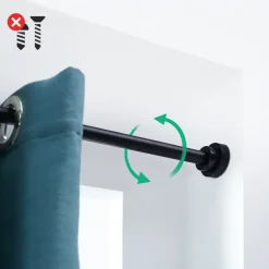 Zelf Opspannende Gordijnroede - Uitschuifbare Rail zonder boren - Zwart