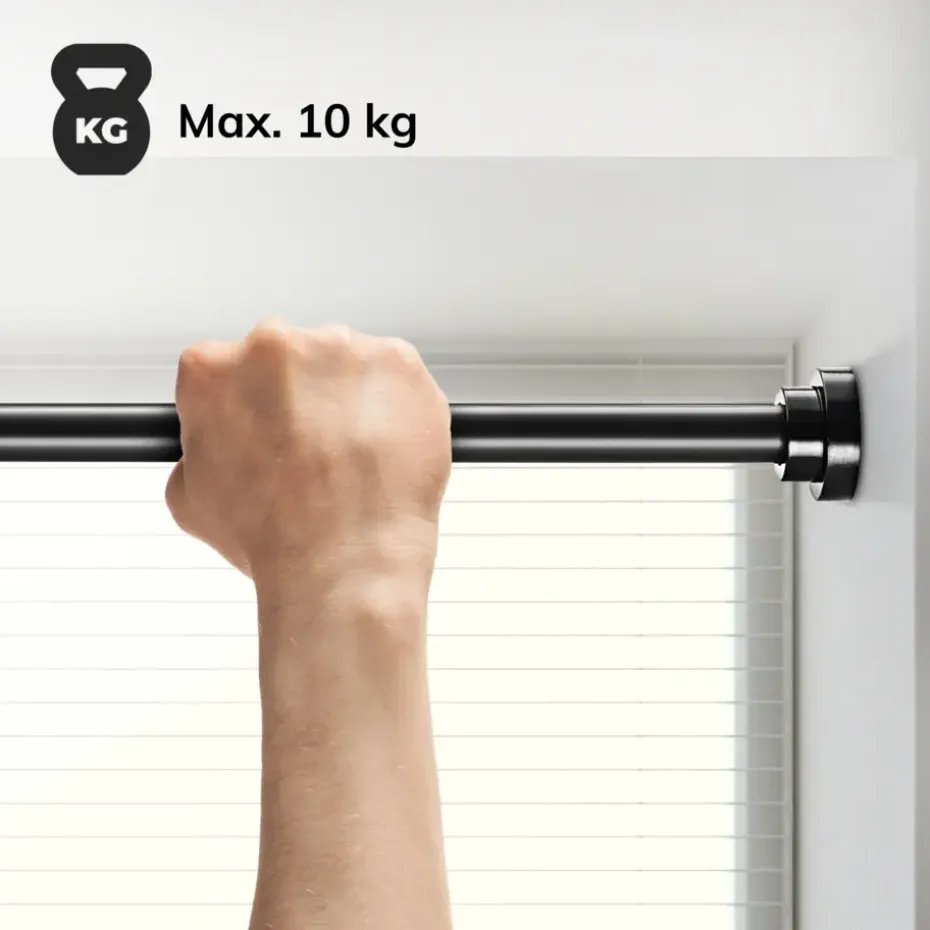 Zelf Opspannende Gordijnroede - Uitschuifbare Rail zonder boren - Zwart