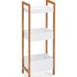 Zeller Badkamerkastje - hout - 3 planken - wit/bruin - 28 x 74 cm