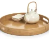 Zeller Dienblad - bamboe hout - rond - 38 x 5 cm - serveerblad