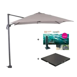 Zweefparasol Hawaii S - met voet en hoes - Zand - 250 x 250 cm